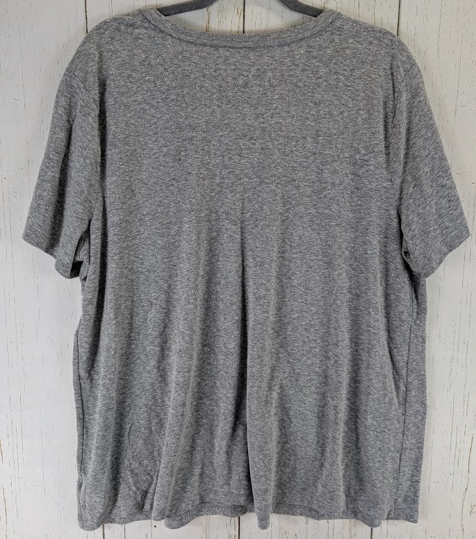 Ava Viv Size 1X Gray Womens Casual Short Sleeve V Neck Top