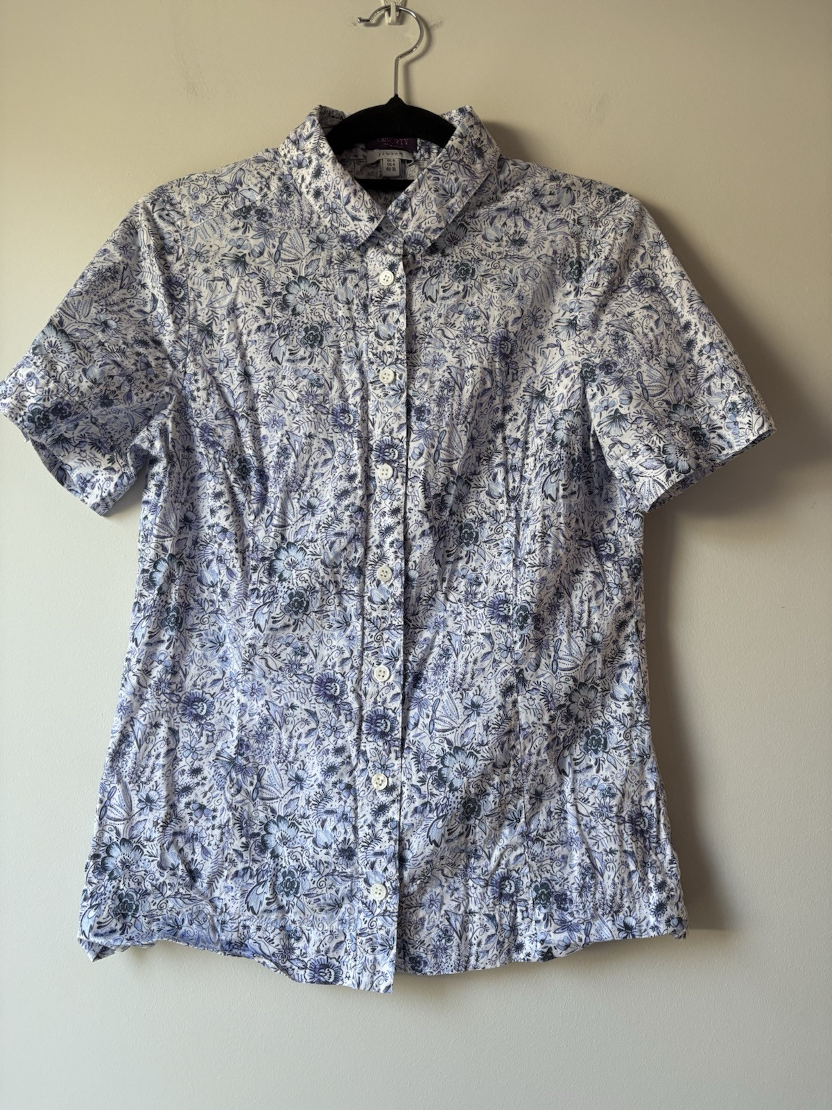 Jigsaw Women’s Shirt Size EU36 UK8 Liberty Of London Print Short Sleeve Blue
