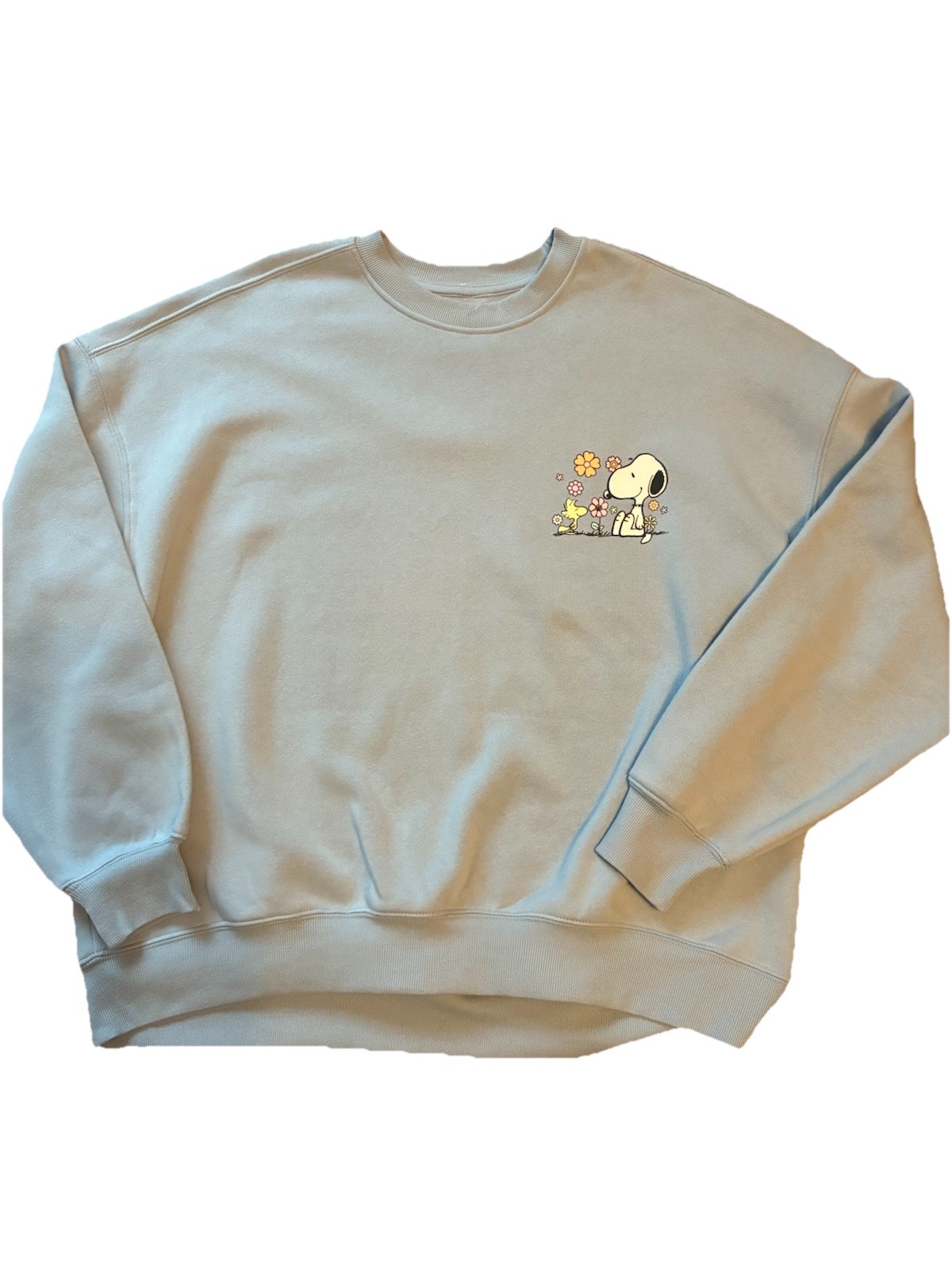 Peanuts Snoopy Woodstock Blue Feeling the Feels M L XL Oversize Sweatshirt