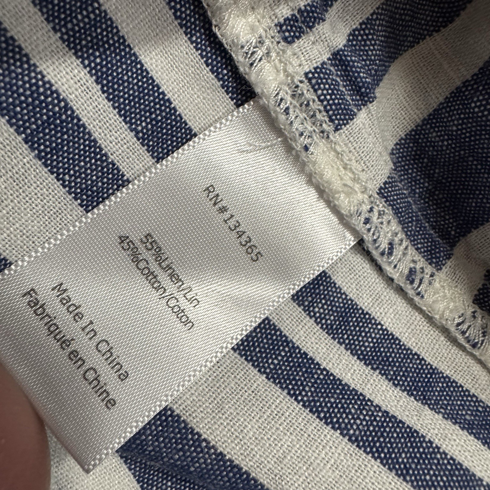 Andrea Jovine Striped Linen Top Size S Boxy Loose Sleeveless White Blue Coastal