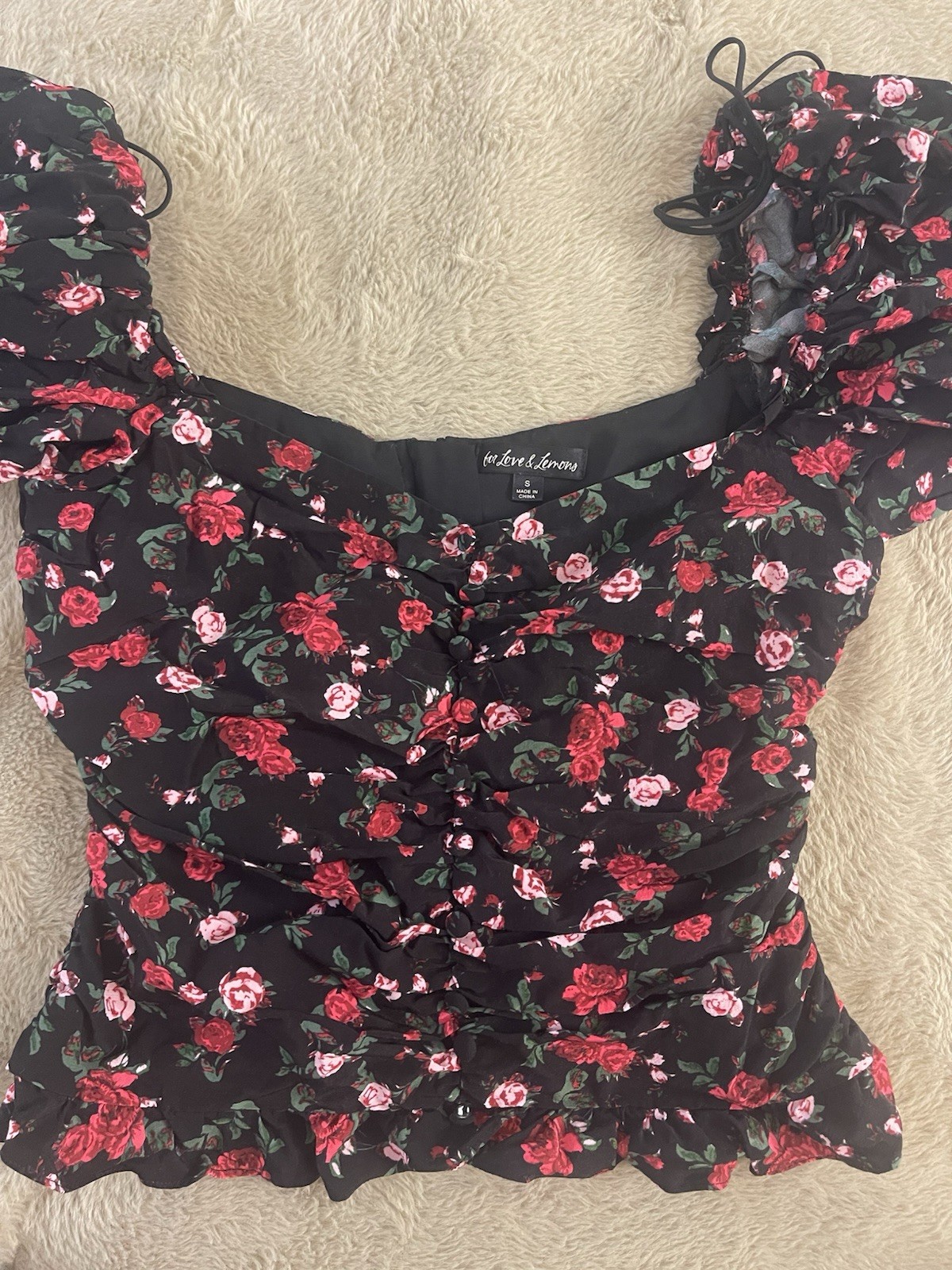For Love & Lemons Womens Floral Bodice Corset Top Size Small Boho Y2K Retro