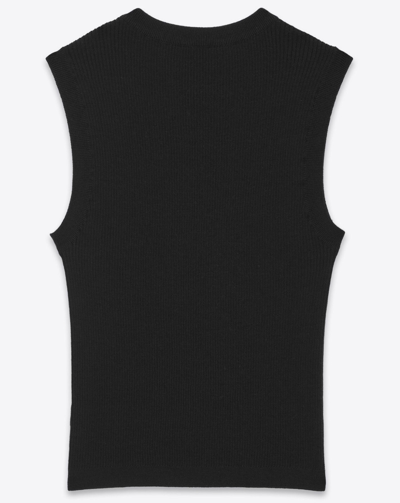 NWT Saint Laurent YSL Black Cashmere Wool Silk Rib Knit Sleeveless Top L $1490
