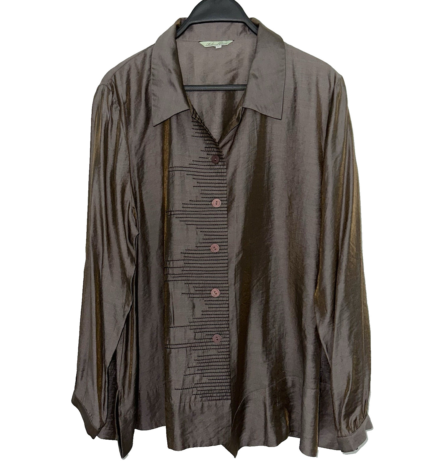 New Unworn REDWOOD COURT Sz Large Tunic Blouse LAGENLOOK Taupe Brown Silk Bamboo