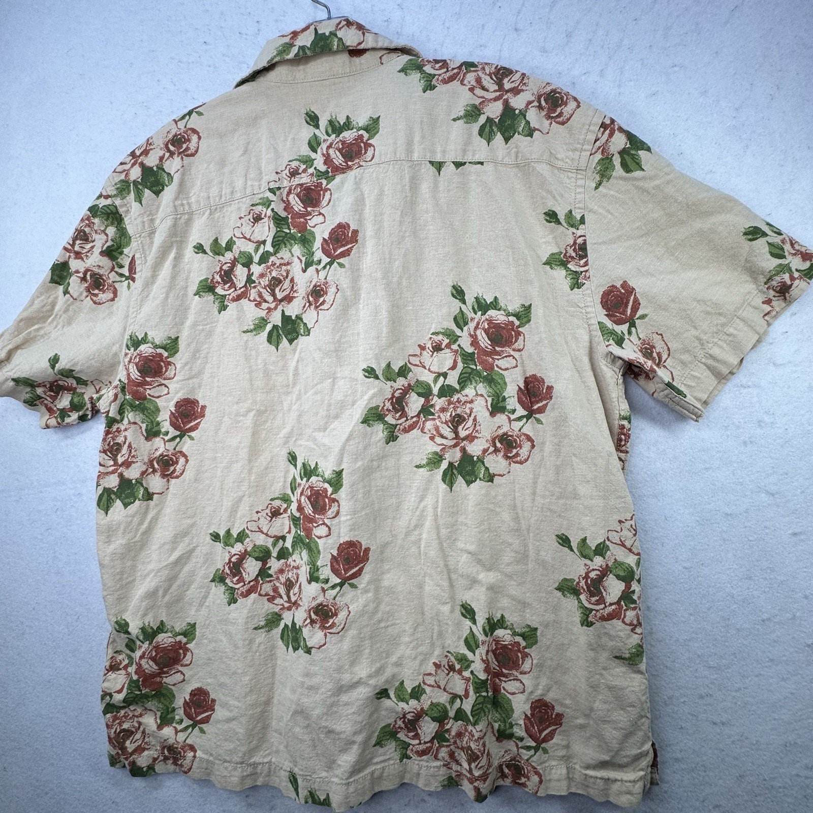Hemp & Recycled Cotton Blend Women’s Small Rose Print Button Up Shirt Boho Eco