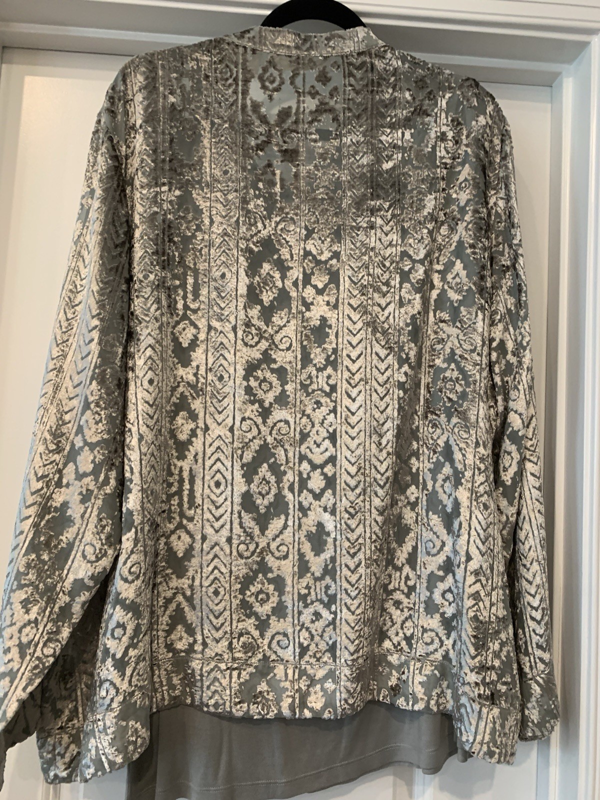 Soft Surroundings Grey Velvet Lazer Cut Tunic Blouse 3X NWOT