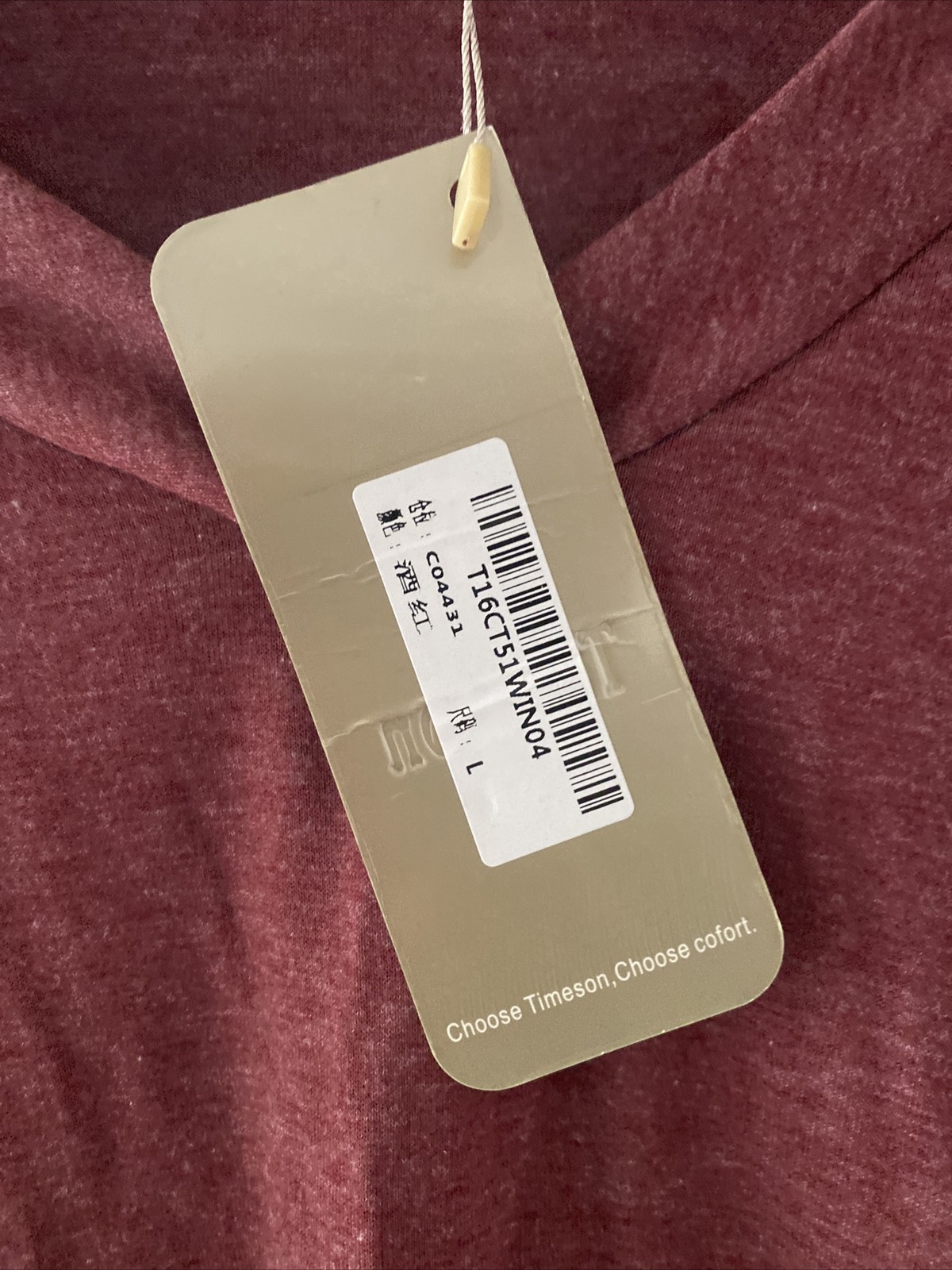 Timeson Hoodie Womens L Wine Pullover Kangaroo Pocket V Neck Mid Sleeve – New