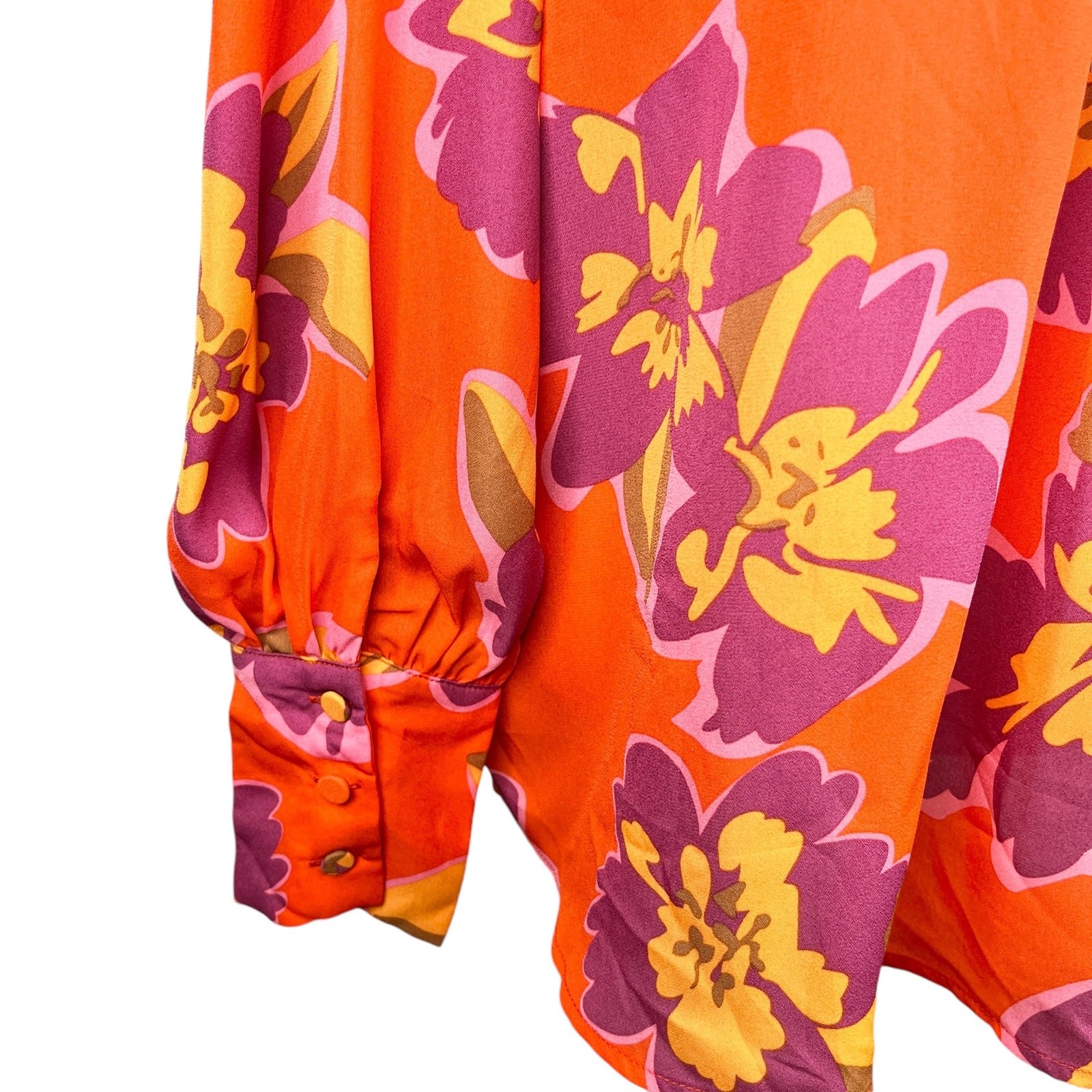 BTFBM Retro Button Down Large Shirt Top Bright Colors Lapel V Neck