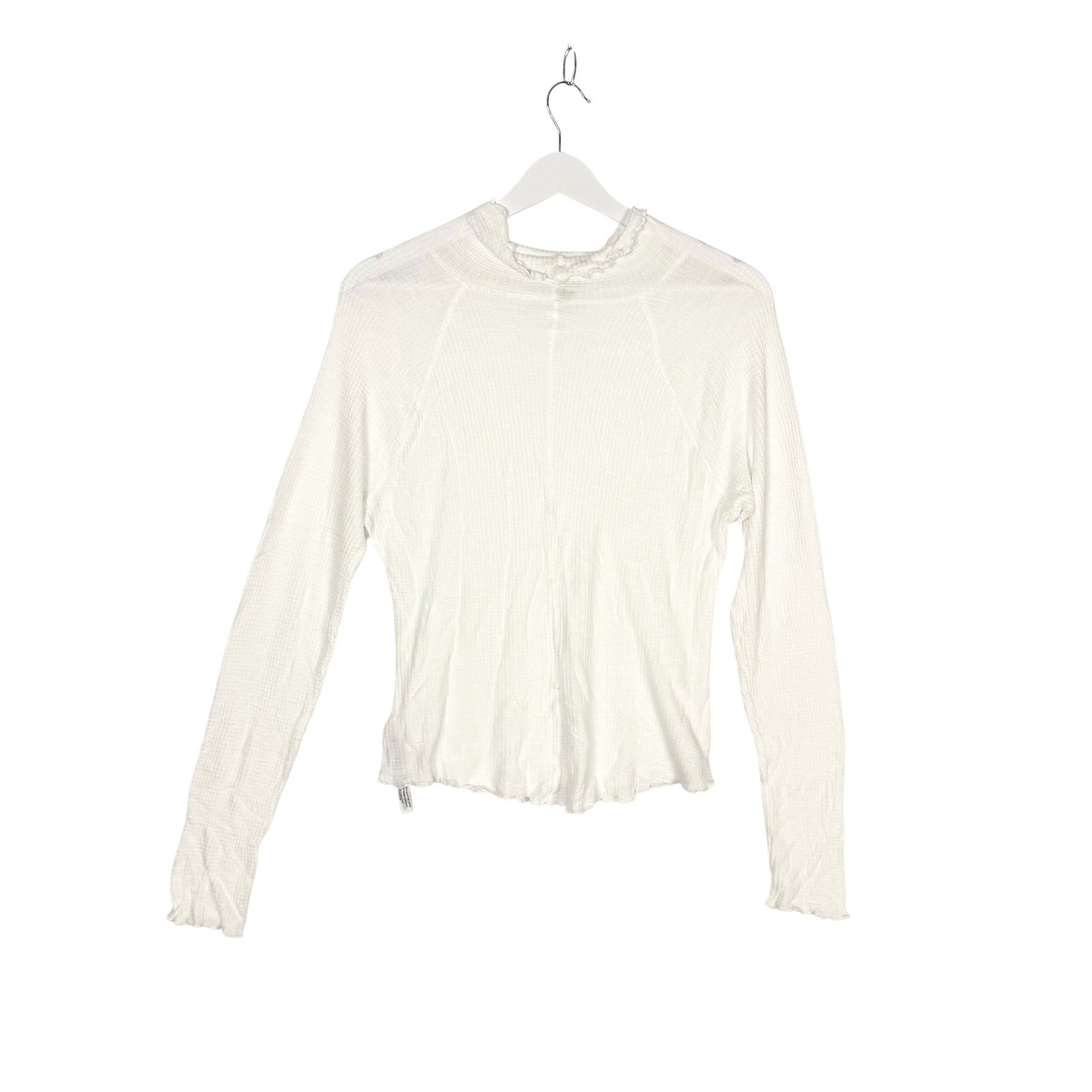 Intimately Free People Thermal Top L White Waffle Knit Lettuce Trim Balletcore