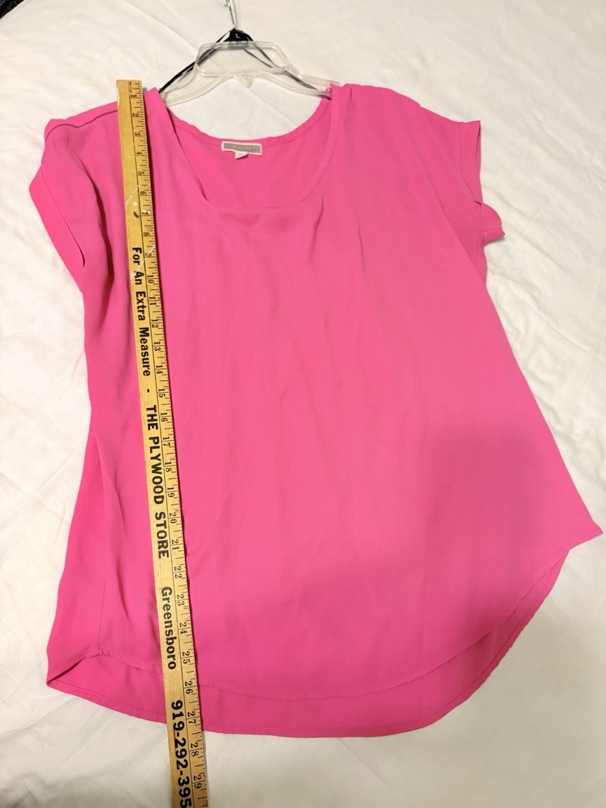 Pleione Women’s Pink Chiffon Polyester Round Neck Short Sleeve Blouse Size M
