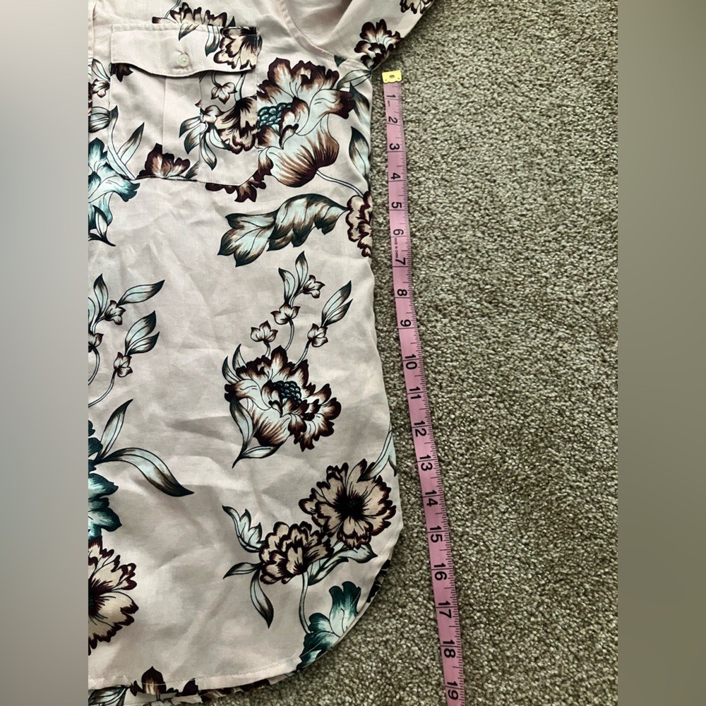 LAUREN Ralph Lauren Cotton Pink Floral Button Down Sateen Top M Boho