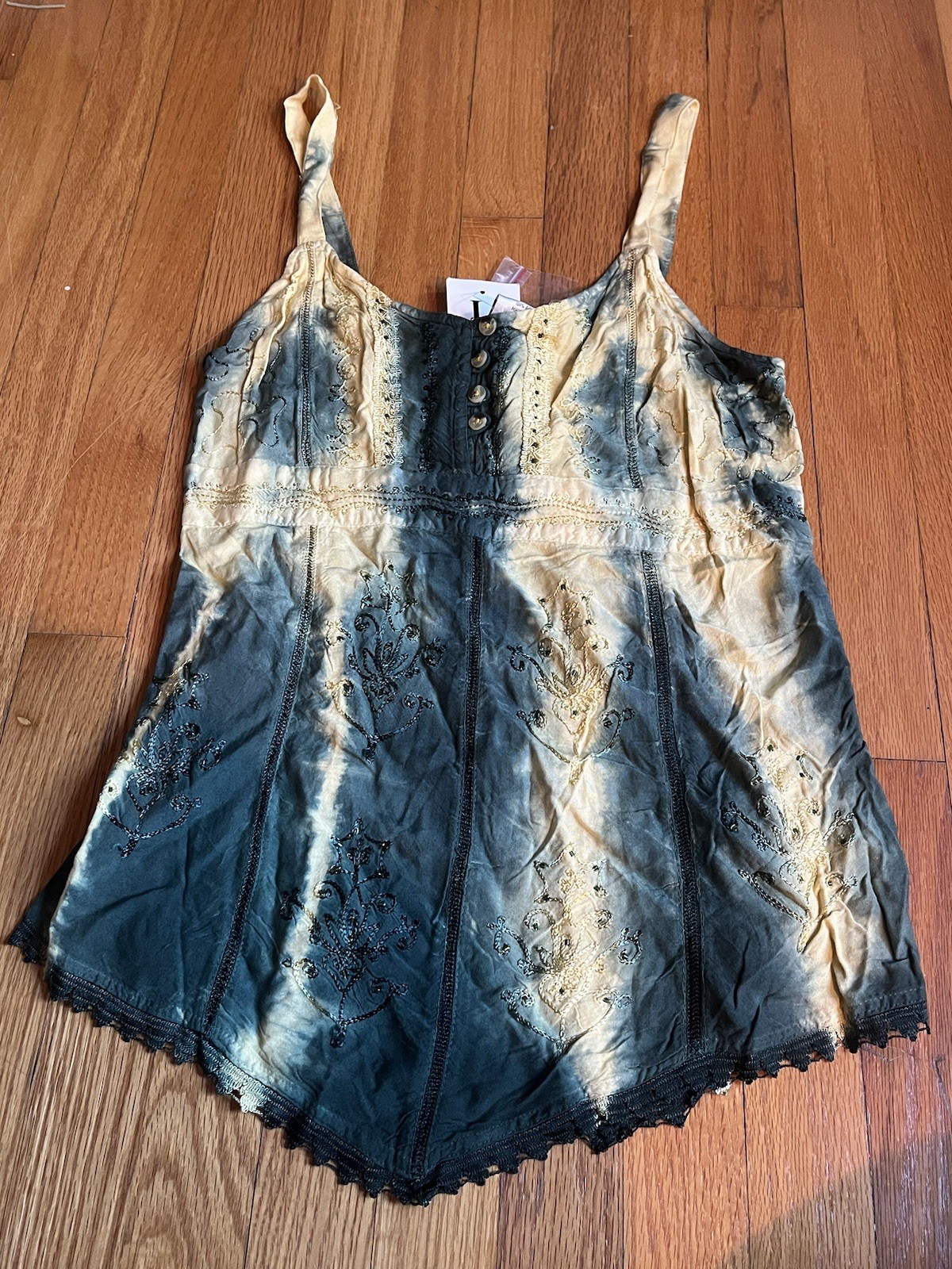 Dead stock Y2k Lsi Green And Yellow Button Tank New With Tags And Button Straps