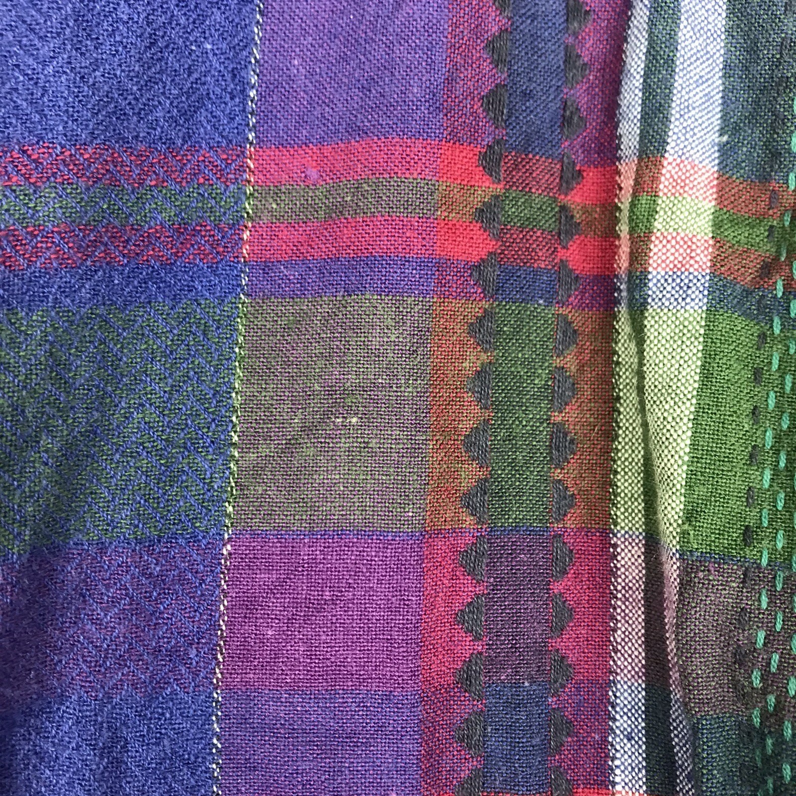 Cabin Creek Plaid Button Up Purple Blue Green Red Colorful 80s 90s Womens Large