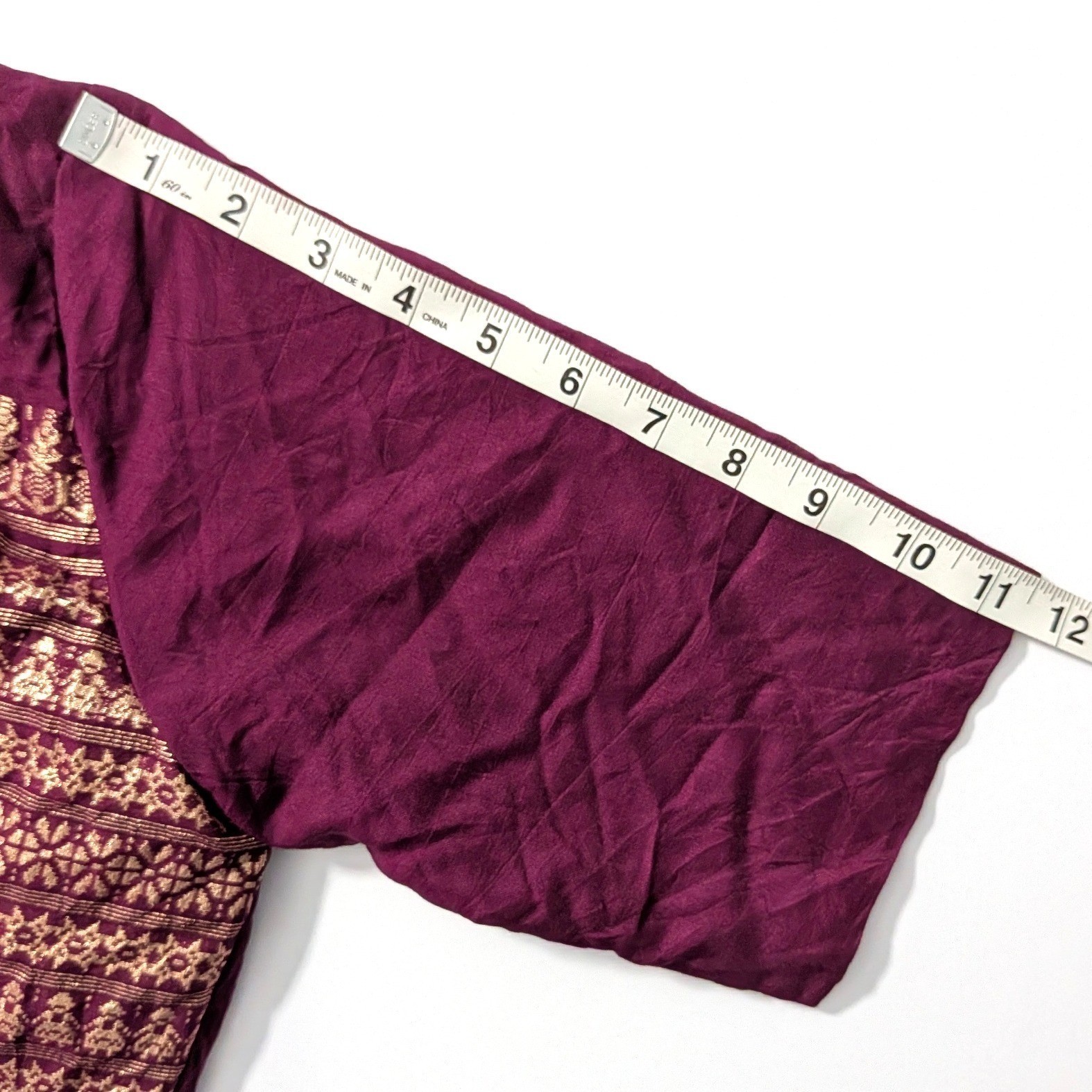 Indya Luxe Purple Plum with Gold Embroidery Sari Saree Blouse Crop Top Sz S NWT