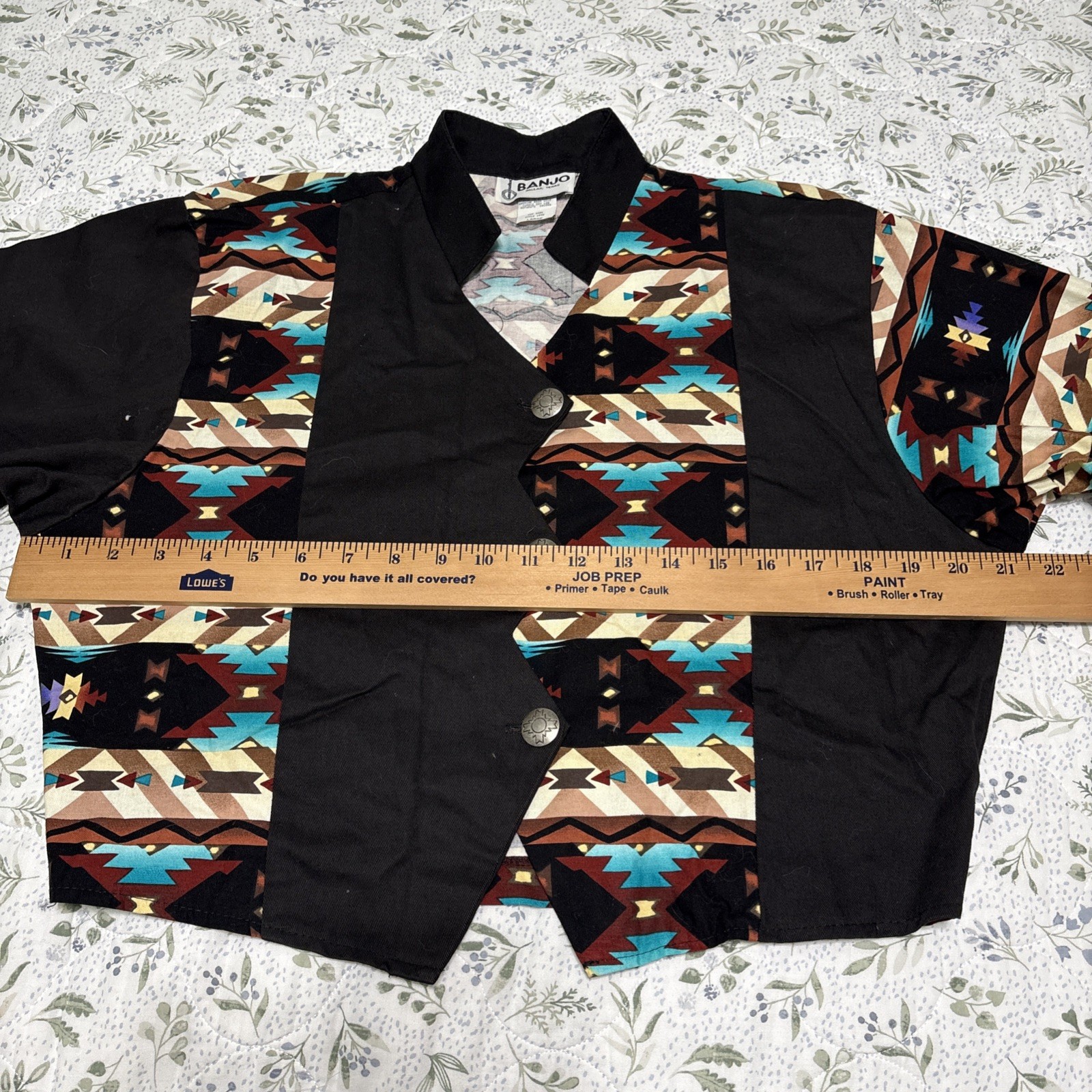 Vintage Banjo Dallas Texas Women’s Cropped Western Aztec Shirt Jacket Size Large