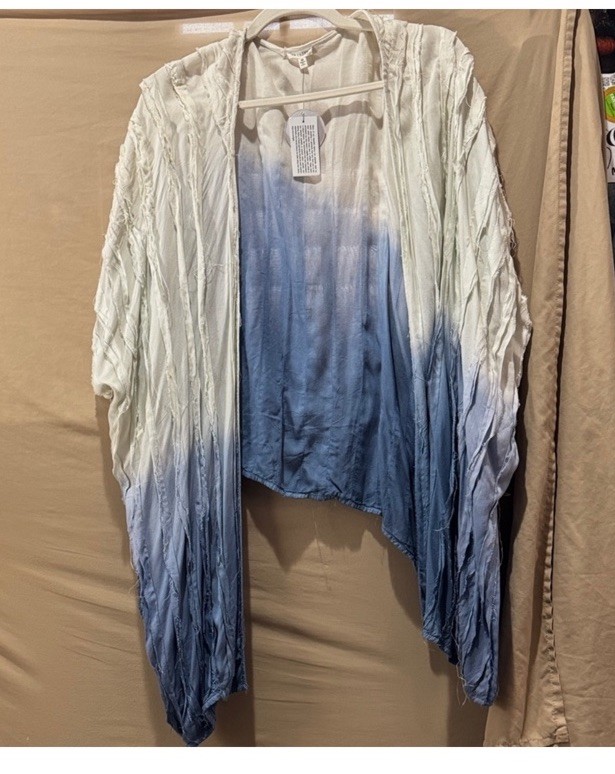 EN CRÈME Ombre Open Front Rayon Kimono short Sleeve Size M EJ90549VL