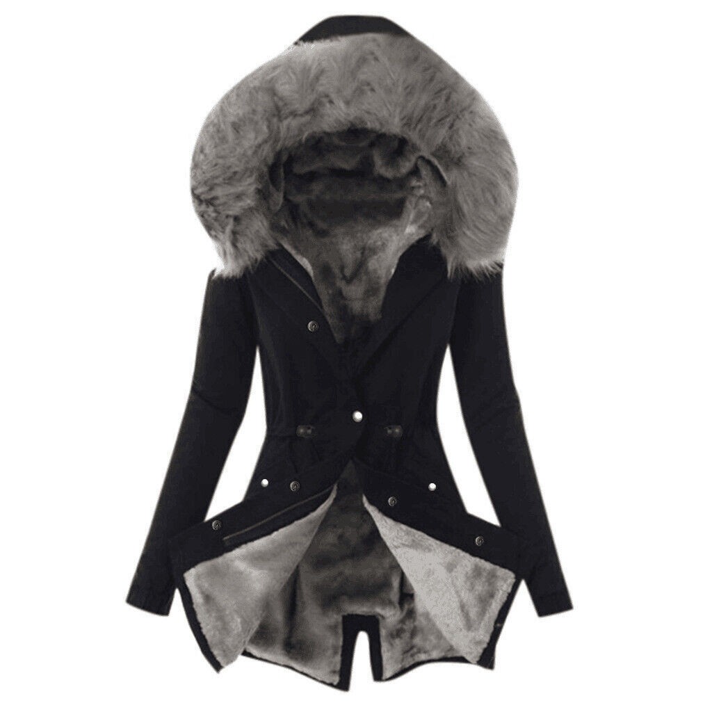 Women’s Thick Winter Warm Fur Hooded Long Coat Jacket Parka Outwear Puffer Coat
