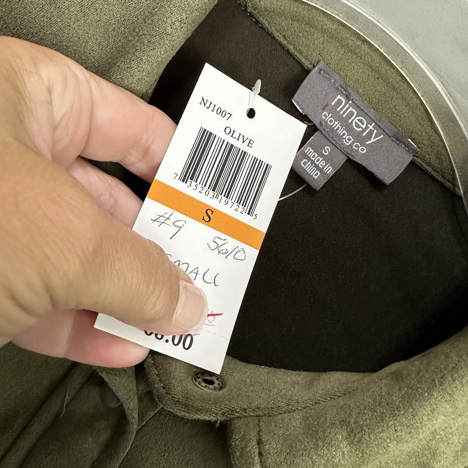 Ninety Clothing Company Snap Front Shirt Olive Small Shacket Soft Pockets NEW