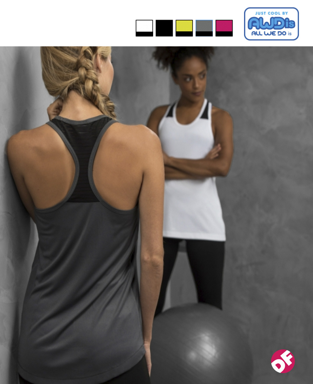 Ladies Gym Slip Cool Workout Vest, Running, Sports, Neoteric Fabric – AWD 2 Tone