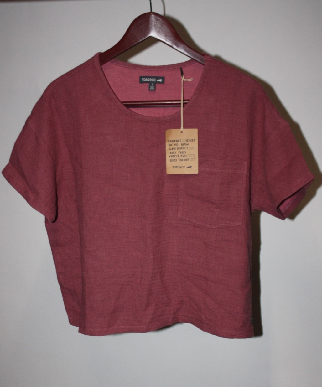 New $75 Toad & Co. Womens Small Tate Double Weave Hemp Organic Cotton Tee Shirt