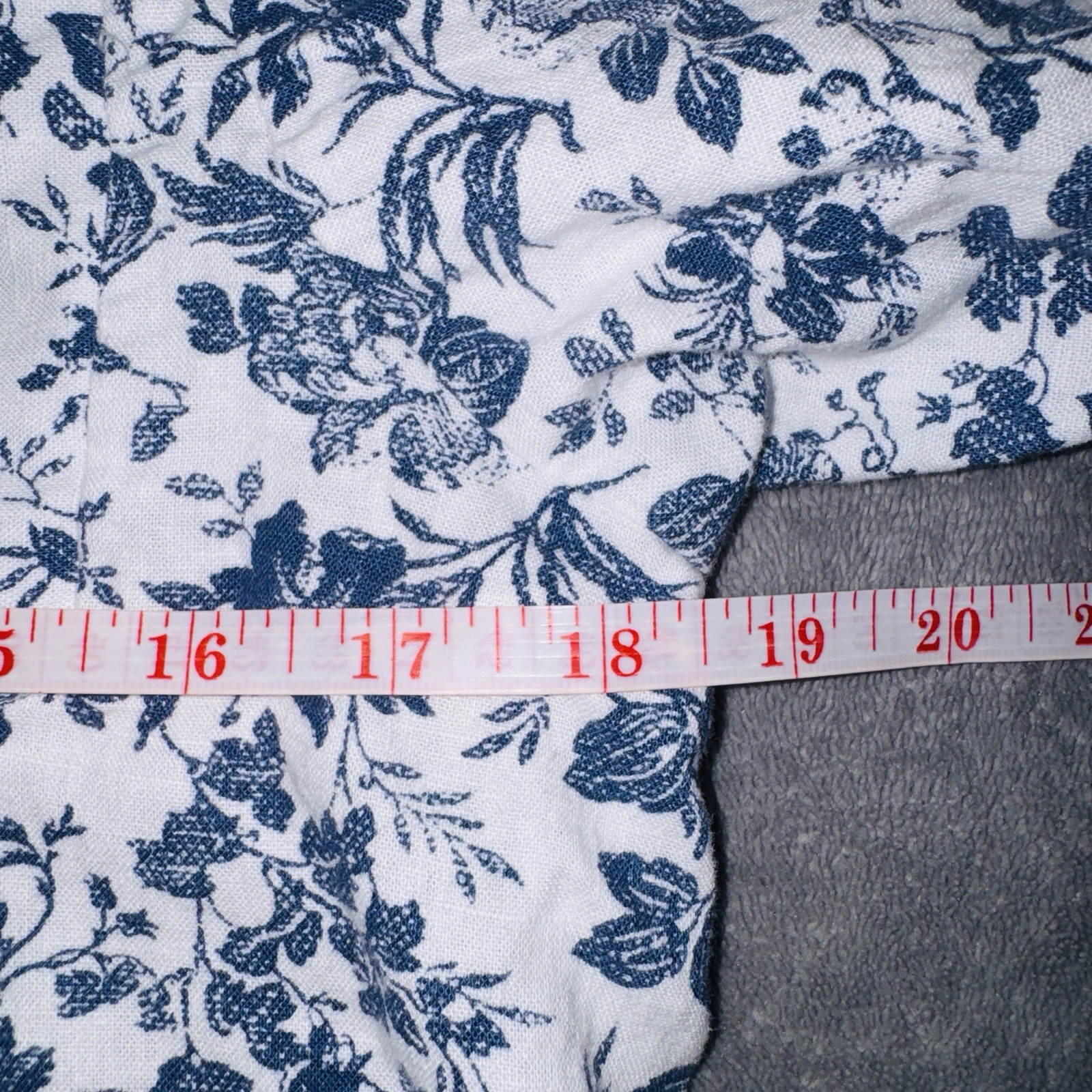 Cupcakes & Cashmere Linen Cottagecore Floral Square Neck Button Ruffle Blouse