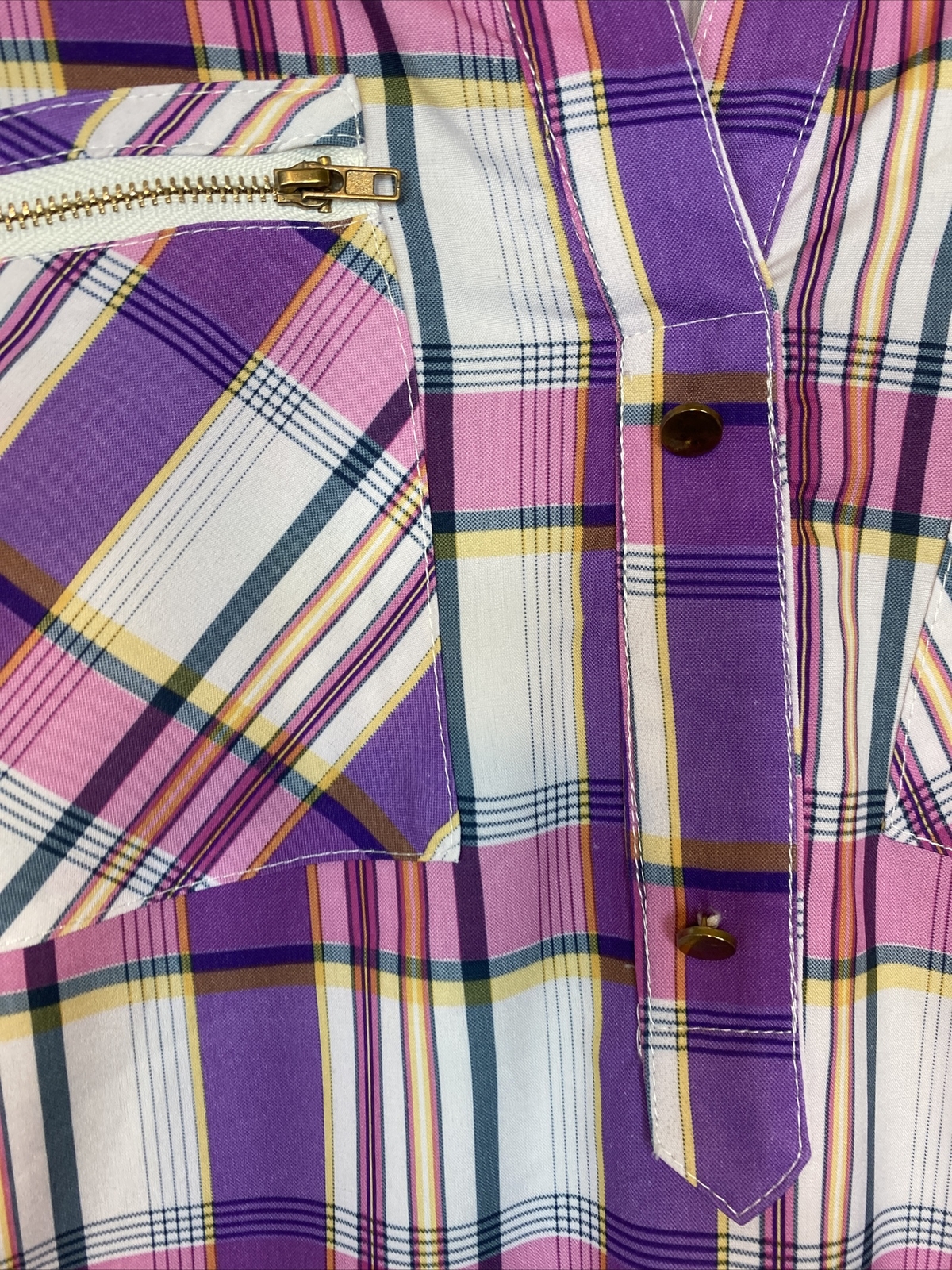 Depri Women’s Small Multicolor Plaid Bold Lightweight Sheer Blouse Shirt Tunic