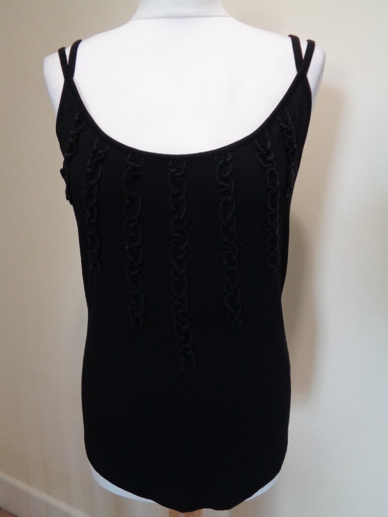 SUB-COUTURE BRAND NEW BLACK VEST TOP WITH RIBBON DETAIL – SIZE 12 (3)