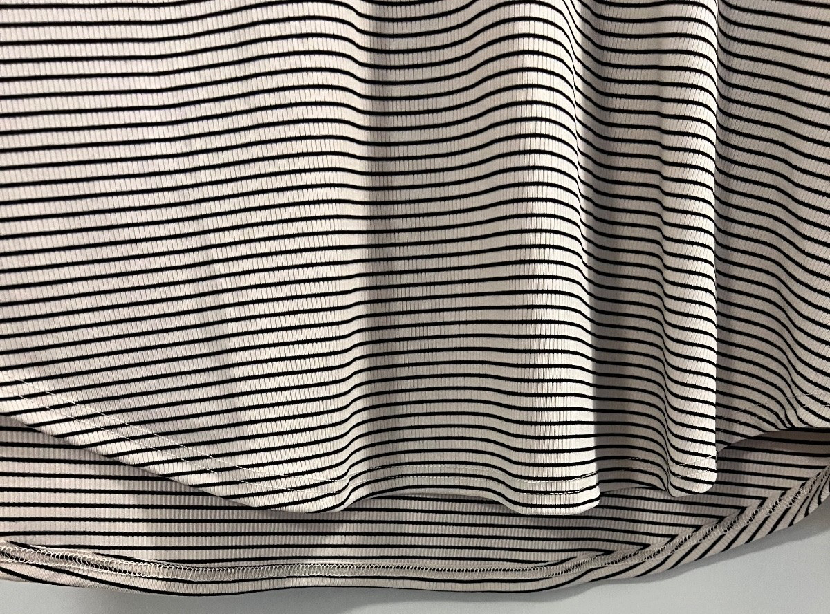 Modern Works Tan and Black Stripe Stretch Ribbed Pullover Top Size 1X NWTS