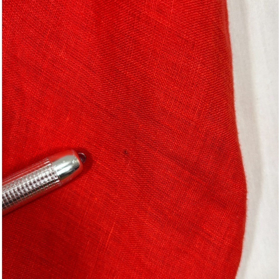 I. Magnin Blouse Red Linen Button Up Vintage Ornate Buttons Career Classic 12