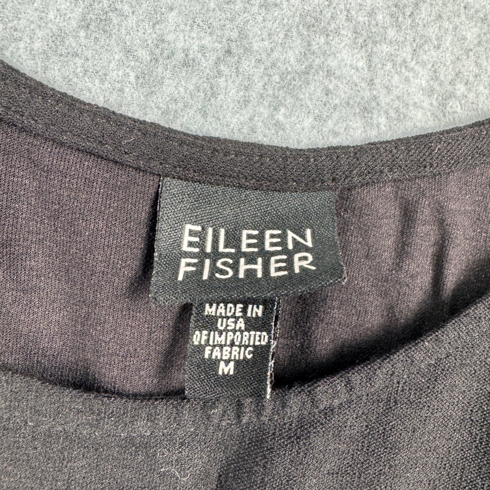 Eileen Fisher Tank Top Womens Medium Black Scoop Neck Stretch Basic Layering