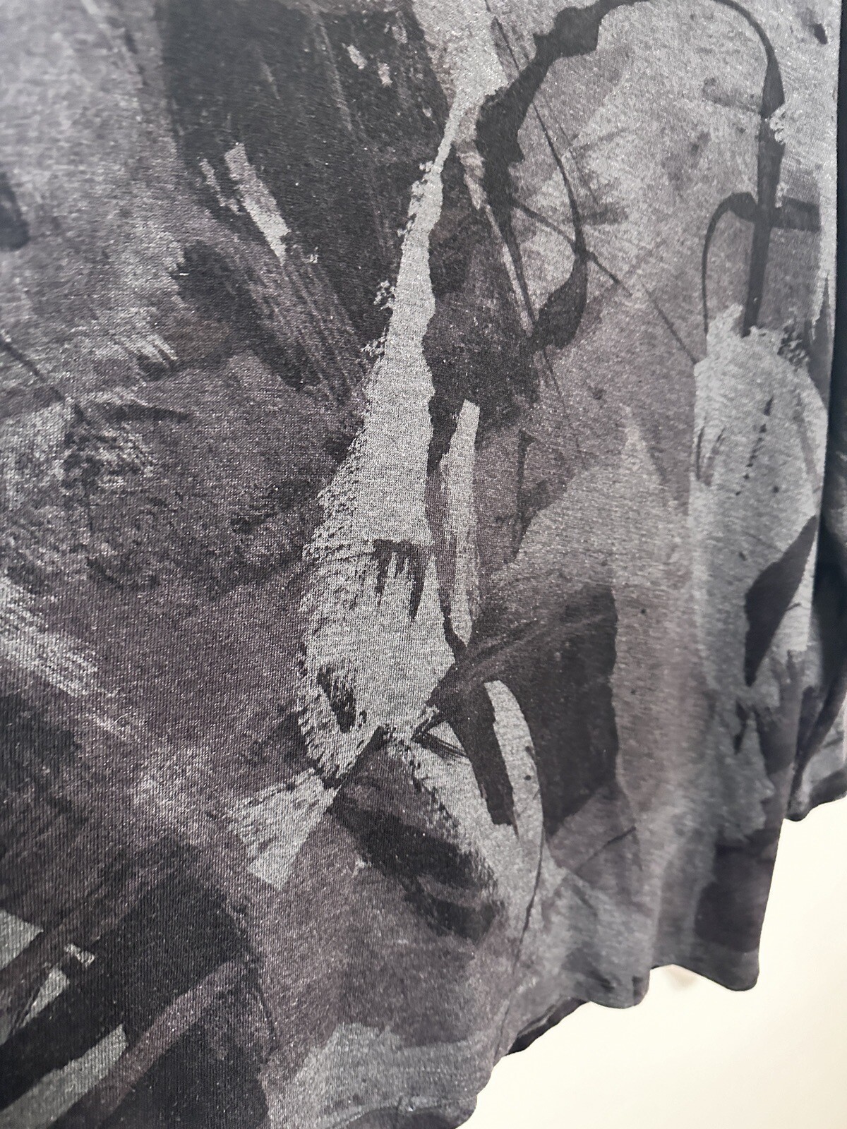 APROPOS Black & Gray Cowl neck Tunic Abstract Design Wearable art Size XL