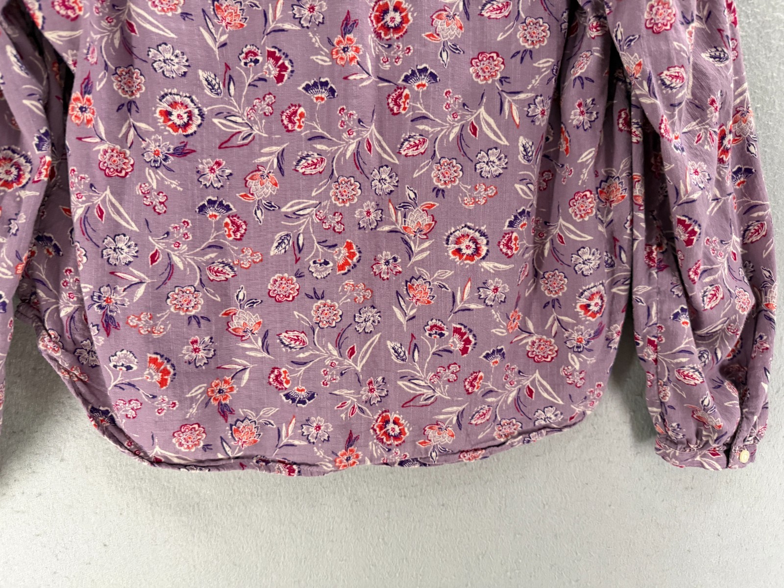 Gap Top Women M Purple Ruffle Button Shirt Prairie Cottagcore Coquette Victorian
