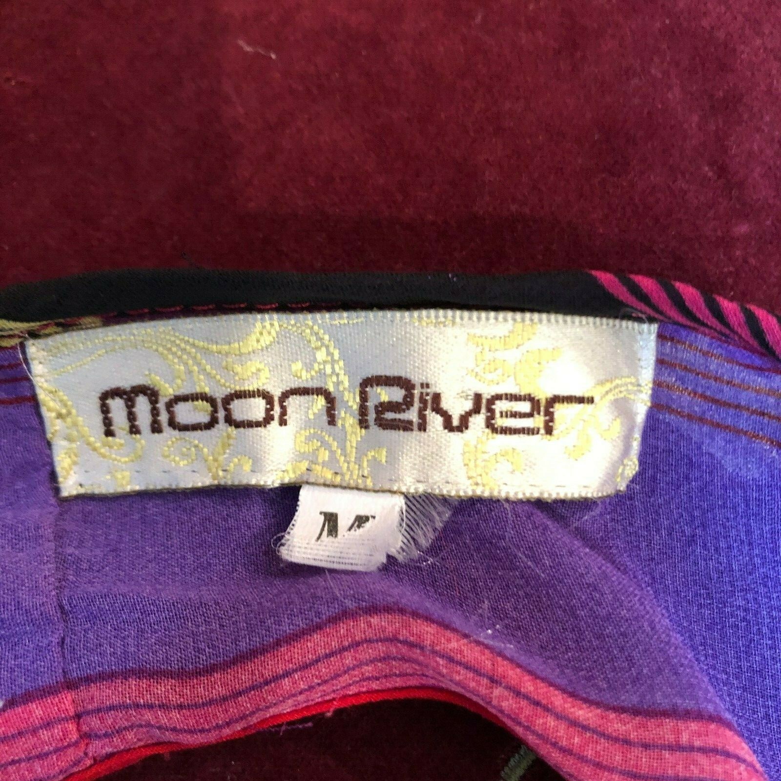 Moon River Women Medium Multi-Color Stripe Sleeveless Lace Back Tank Top Shirt M