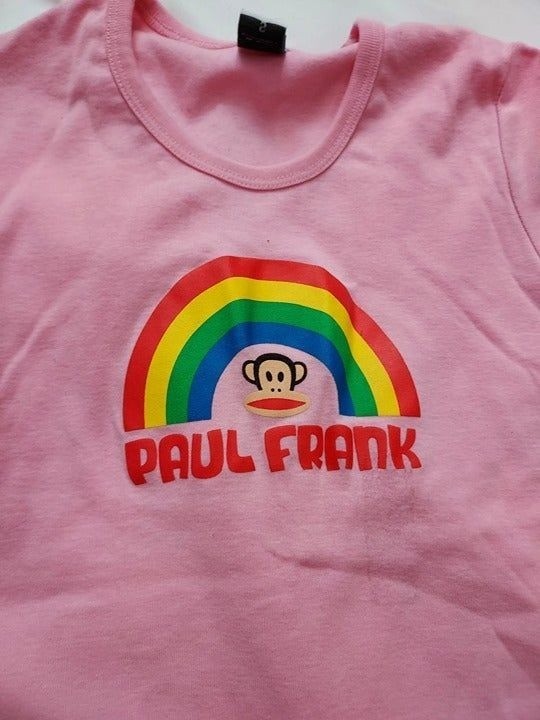 Vintage Paul Frank Julius Tshirt, Rainbow, Pink, Size Small