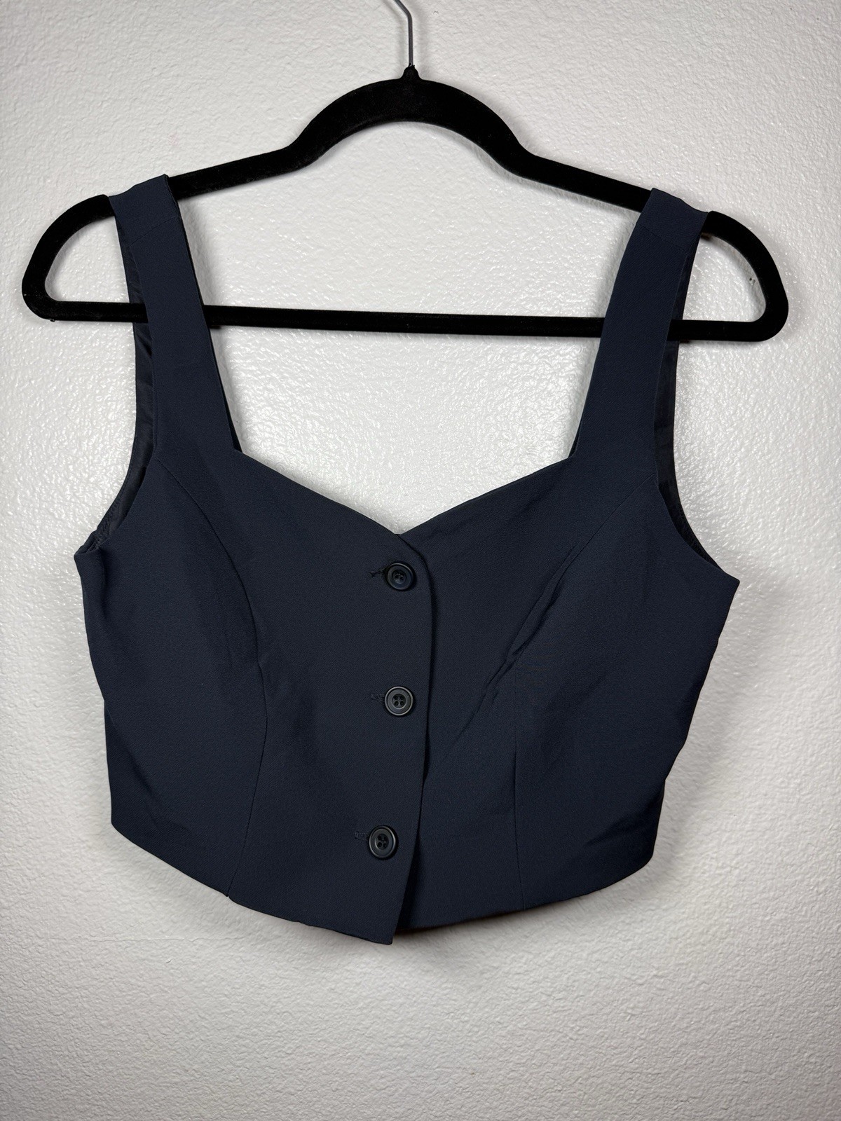 Navy Blue Crop Top Vest Women’s Size Small Sincerely Jules Button Front