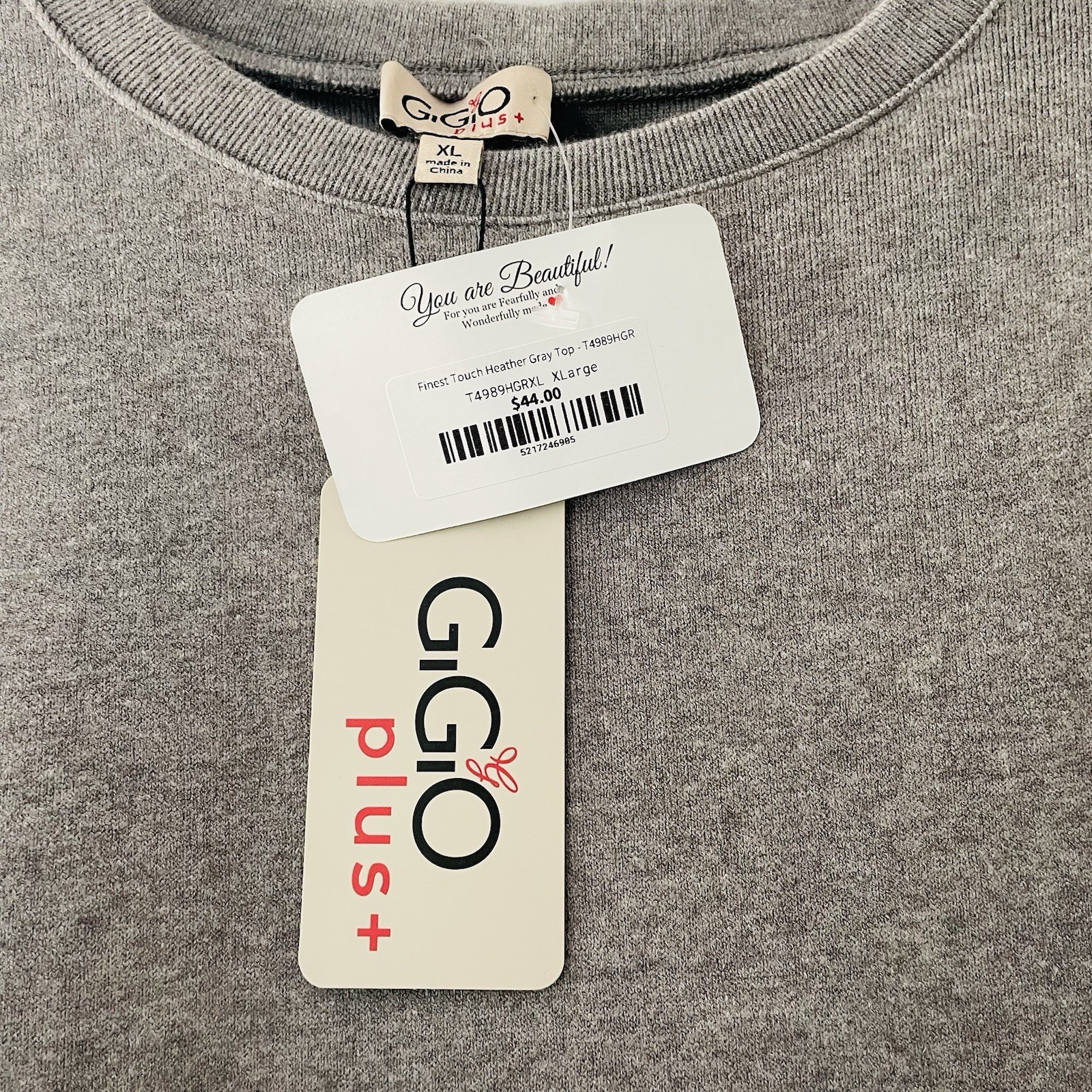 NWT! $44 GiGiO Plus Women Plus Size XL Heather Gray Textured Knit Oversized Top