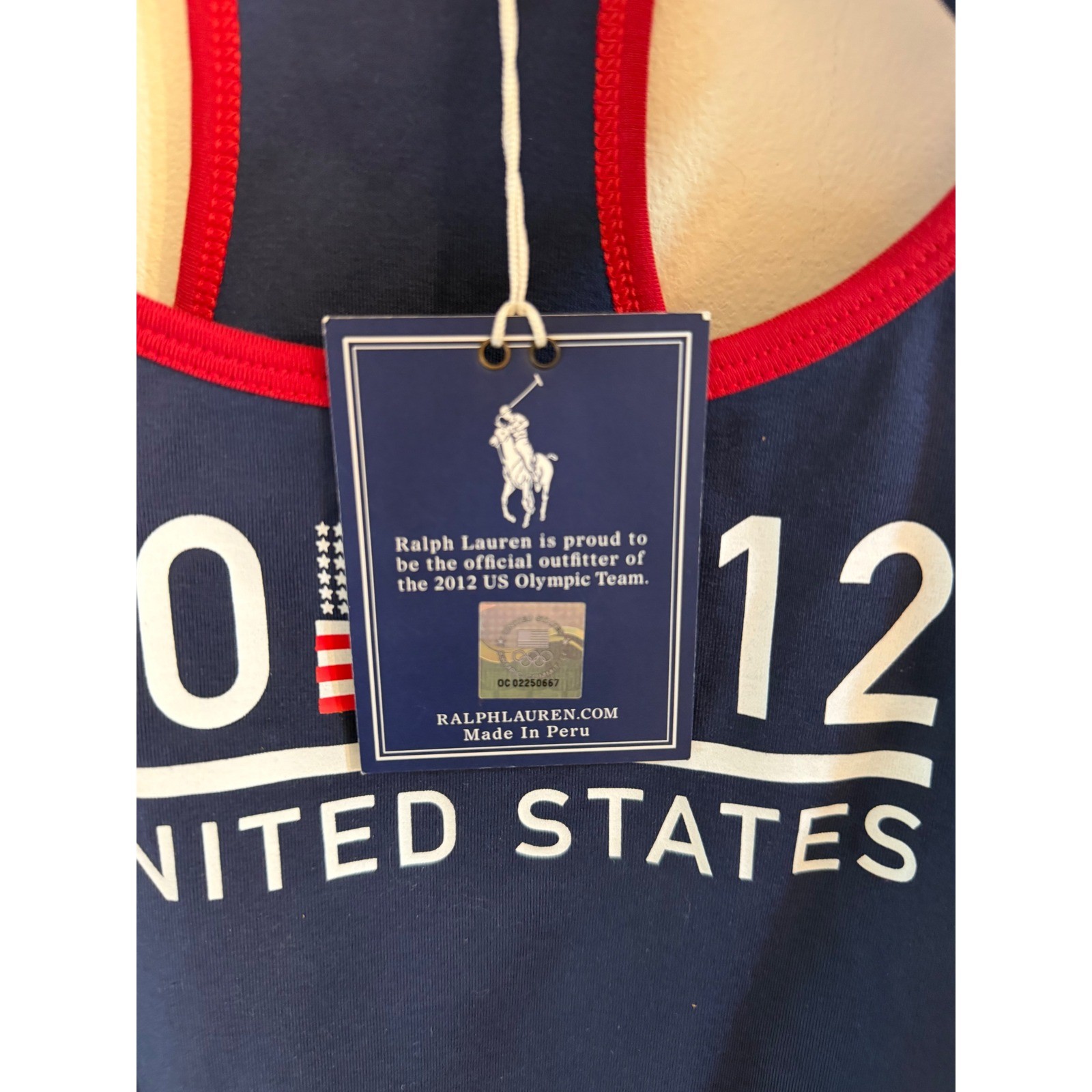 Ralph Lauren 2012 Olympics Tank Top Womens L Cotton Team USA Navy NWT Deadstock