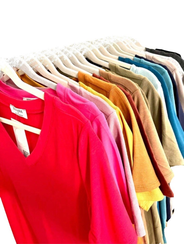 Plus/Reg Zenana Everyday Basic v neck relaxed t shirt tee top S M L XL 1X 2X 3X