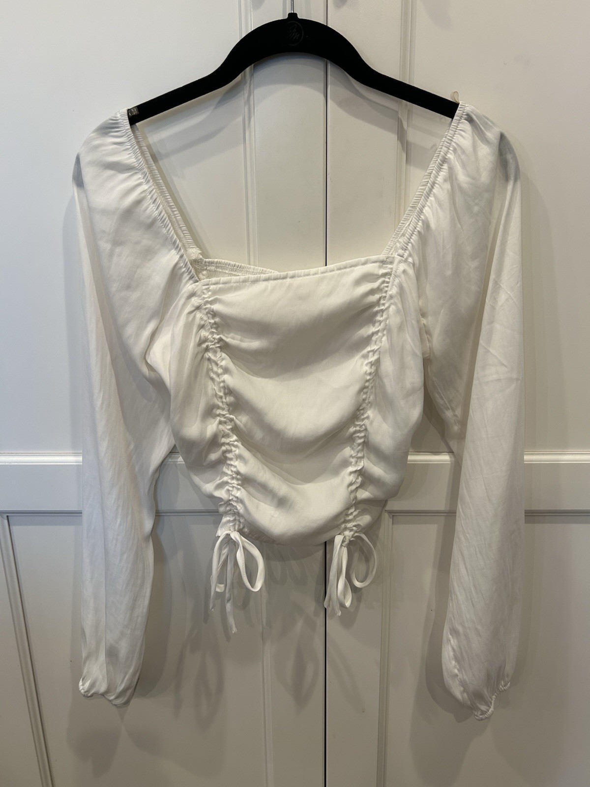 Lottie Moss Pacsun Long Sleeve Gathered Sides Cropped Top Peasant Sleeves Size S