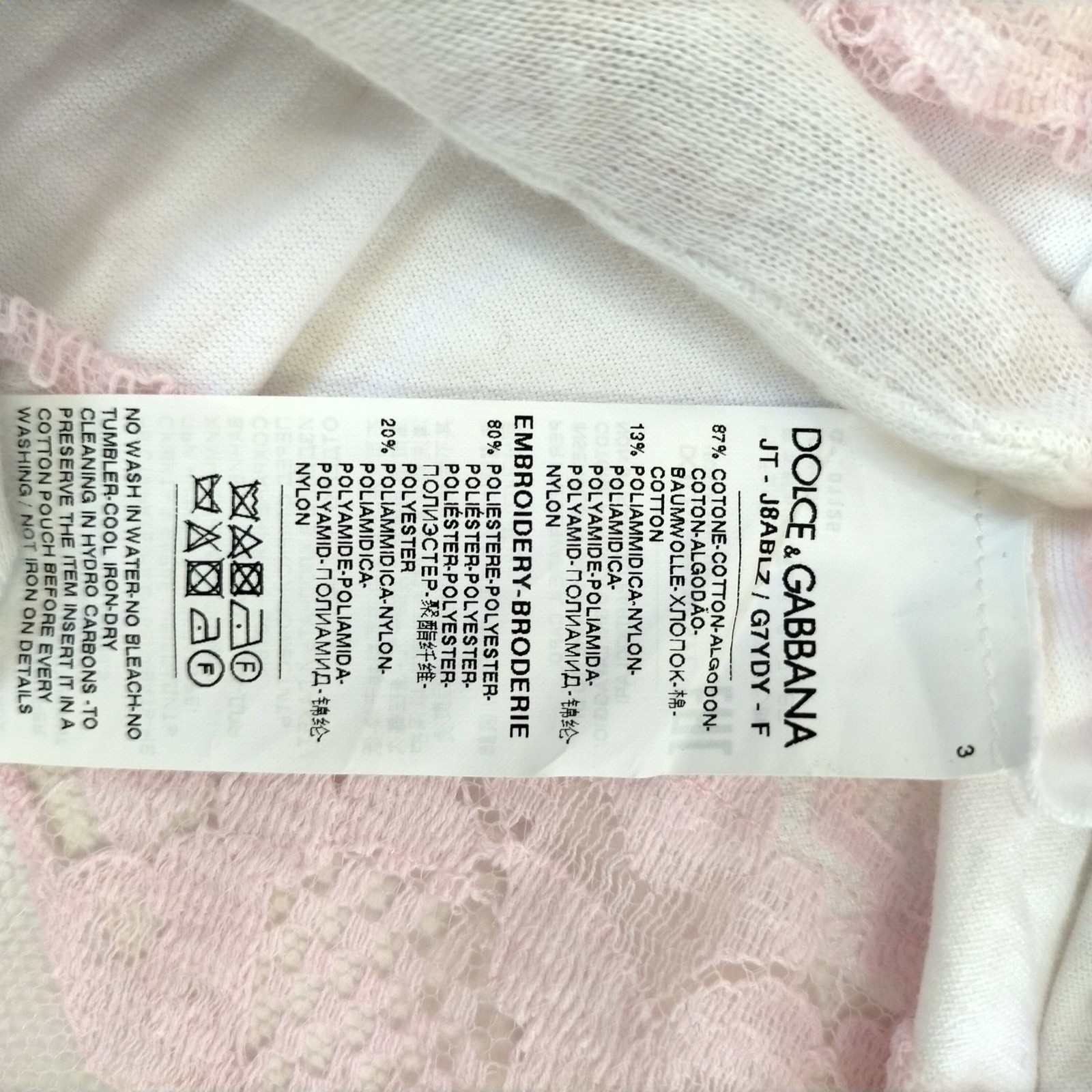 D and G Ladies Cotton Nylon Polyester Top White Pink Lace Size 44 Tops I 3968076