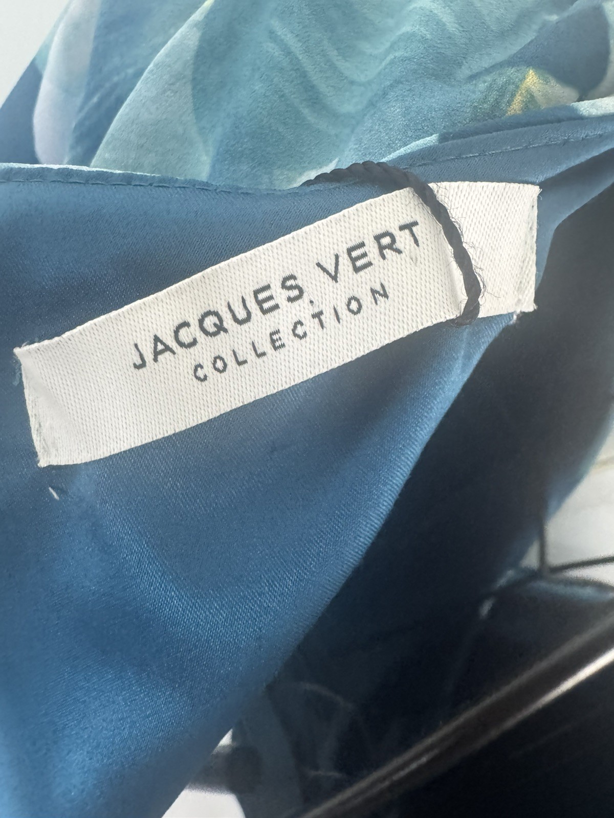 Jacques Vert Floral Top NWT Size 12 Teal Blue Ruffle V-Neck Smart Wedding Guest