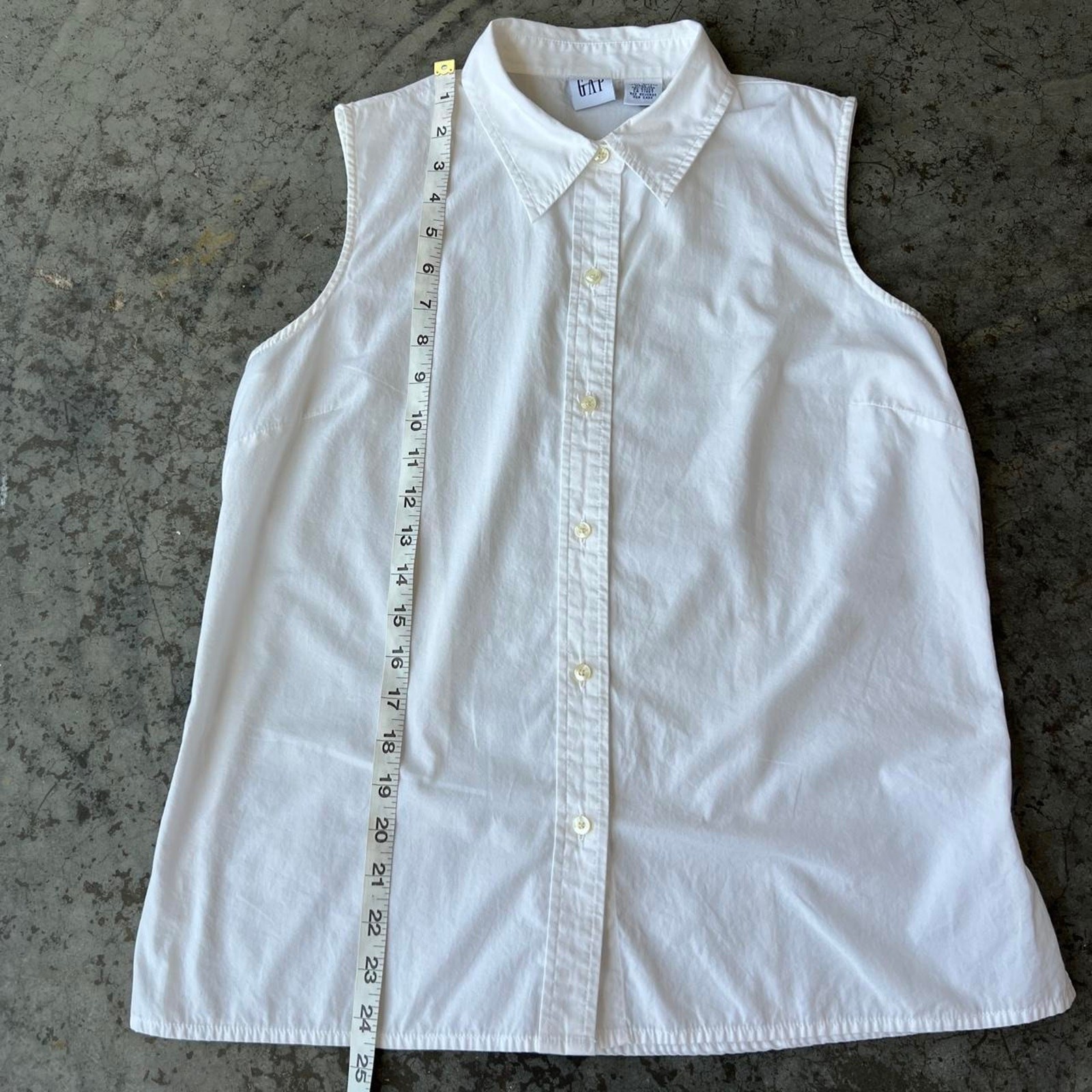 Vintage GAP Shirt Womens Large White Sleeveless Button Down 100% Cotton 90s Top