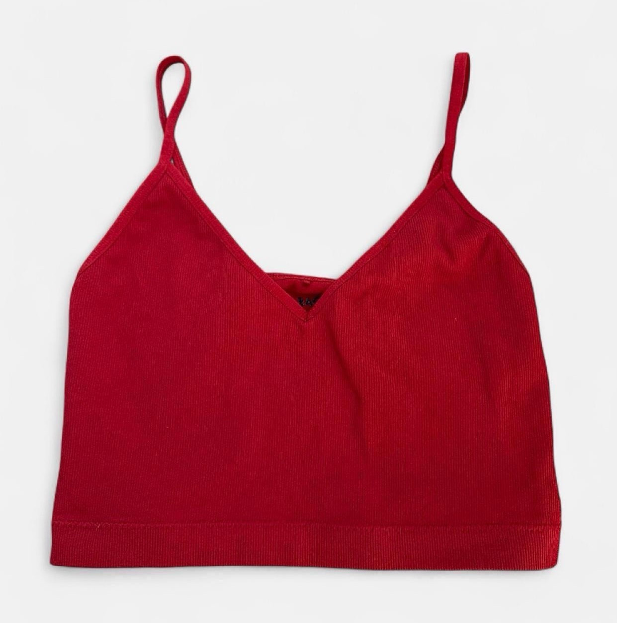 Garage Red Cropped V-Neck Tank Top
