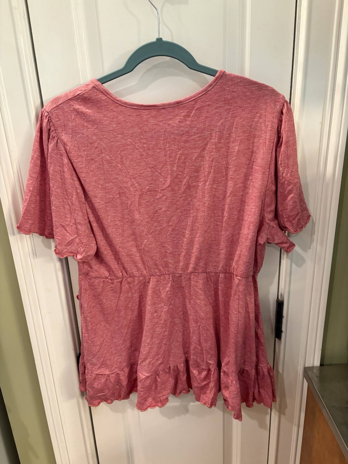 NWOT SHEIN Curve 1XL Red Blouse Short Sleeved Chest 46” TR189