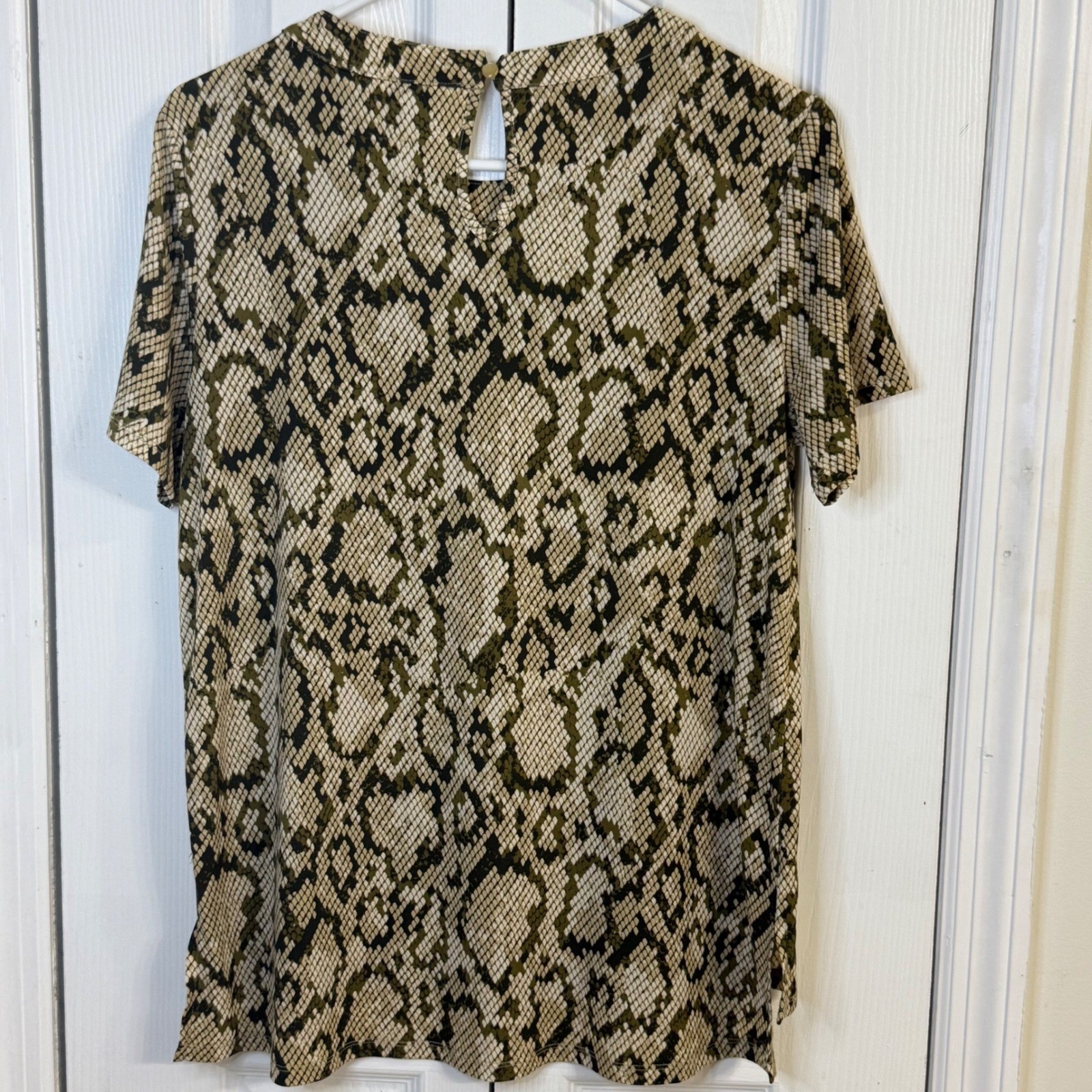 Cato Snake Print Cut Out Short Sleeve Blouse Top Womens Size S Small