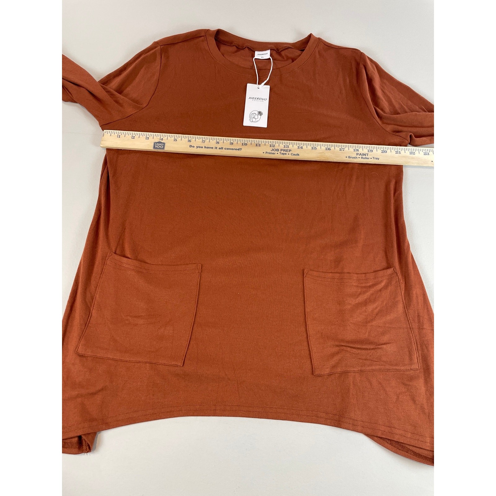 XIEERDUO Terracotta Tunic Top Long Sleeve Arched Hem Size XL New With Tag