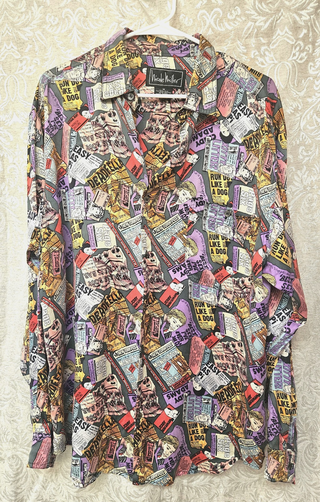 Rare Donald Trump “Best Sex Ever” NY Post tabloid silk Nicole Miller vtg shirt