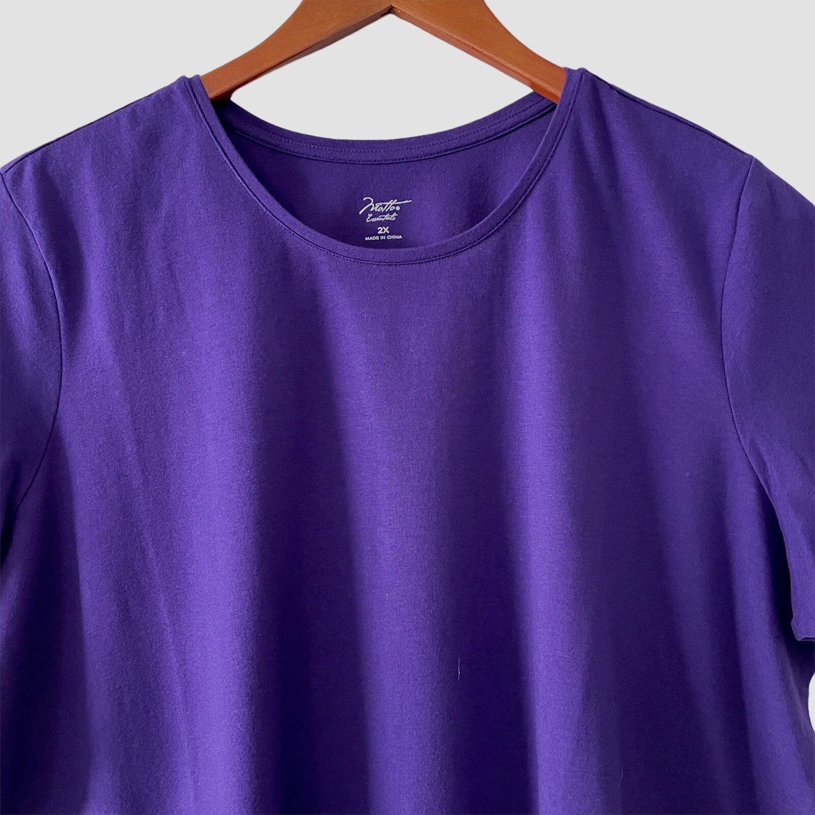 Motto Essentials Womens Plus 2X Tee T-shirt Short Sleeve Crew Neck Purple NEW