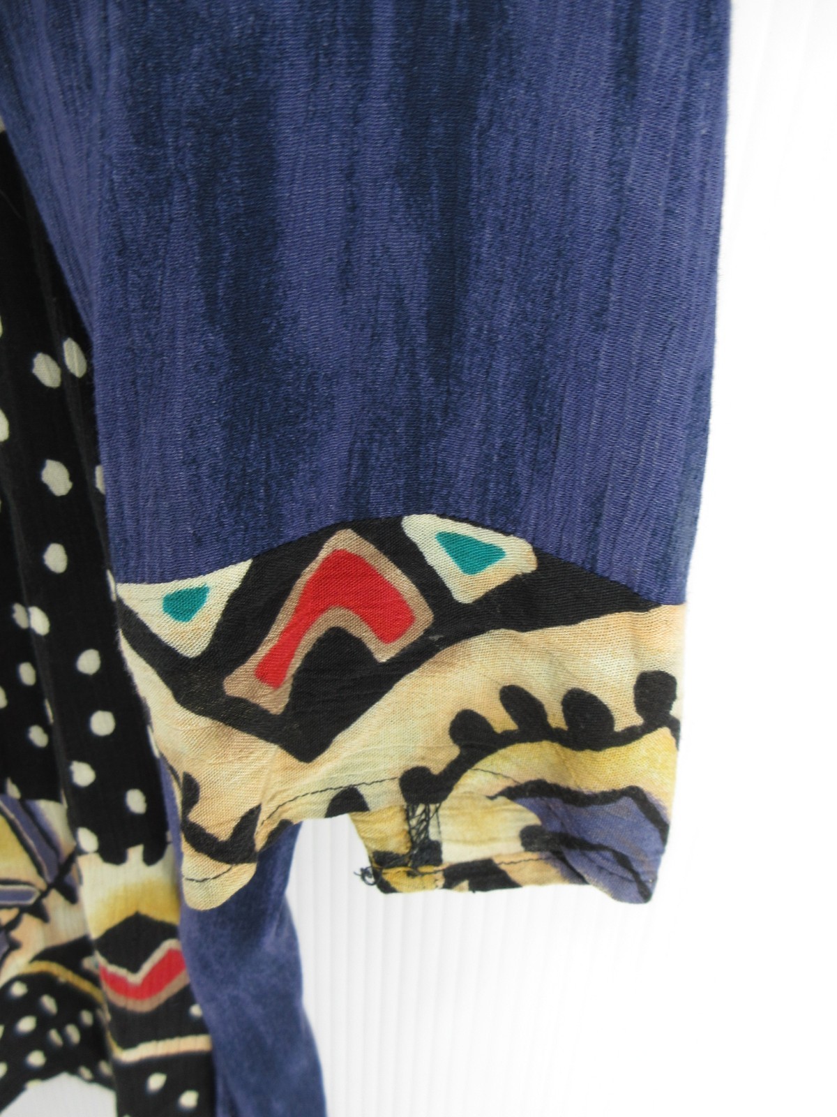 VINTAGE Carole Little Top Women 18 Plus Black Blue Blouse Southwestern Artsy *