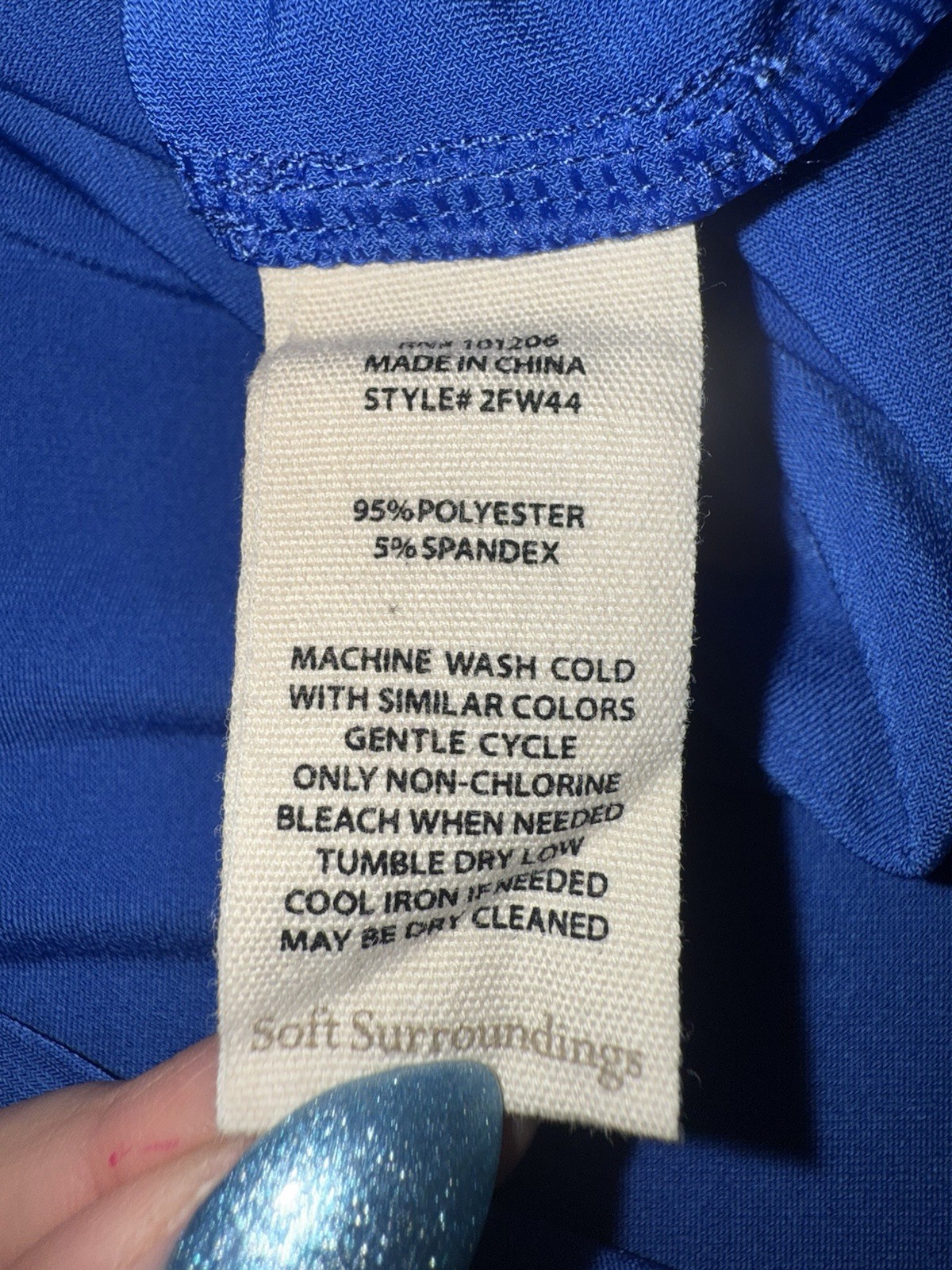 Soft Surroundings Sapphire Blue Off Shoulder Delos Shirt Blouse Tunic Top XL EUC