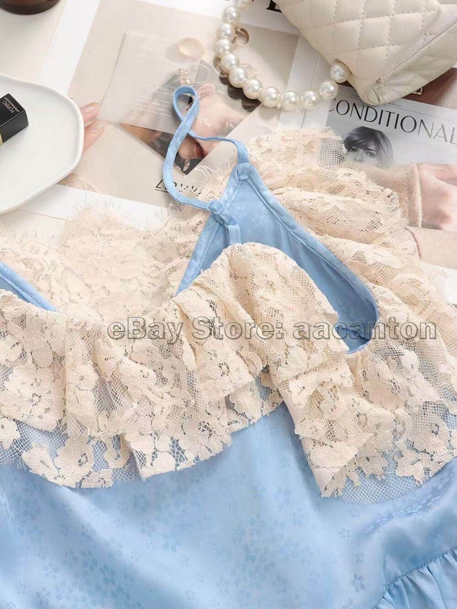 26ss Lace Patchwork Ruffle Camisole Women’s Vacation Short Sleeveless Tops New